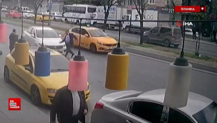 İstanbul’da yolun karşısına geçmeye çalışan yayaya otomobil böyle çarptı