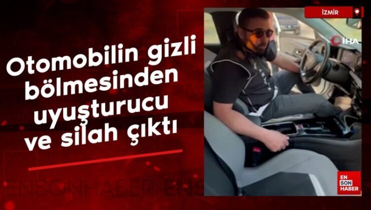 İzmir’de arabanın bilinmeyen bölmesinden uyuşturucu ve silah çıktı