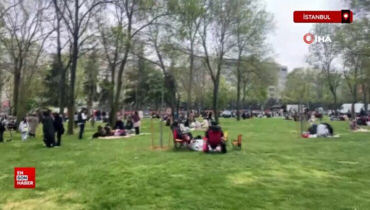 Kağıthane’de vatandaşlar deprem sonrası Hasbahçe Mesire Alanı’na akın etti