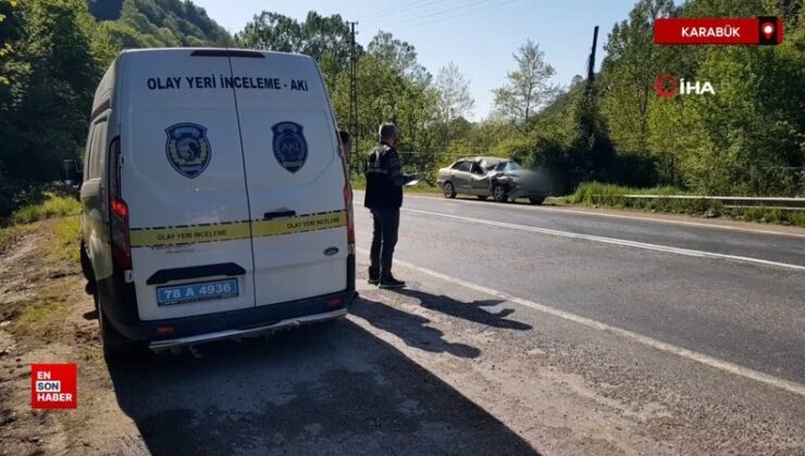 Karabük’te seyir halindeki otomobilin üzerine kaya parçası düştü