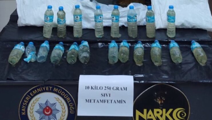 Kayseri’de sıvı uyuşturucuları bal tenekelerine gizledi