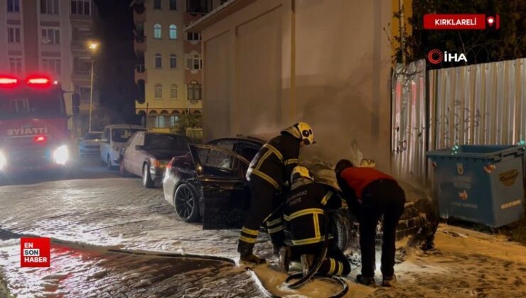 Kırklareli’de araba yangını