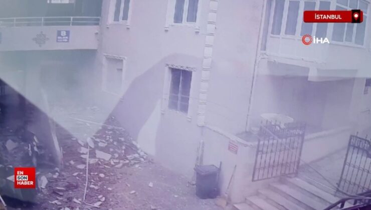 Kumburgaz’da depremde binanın duvarları yıkıldı