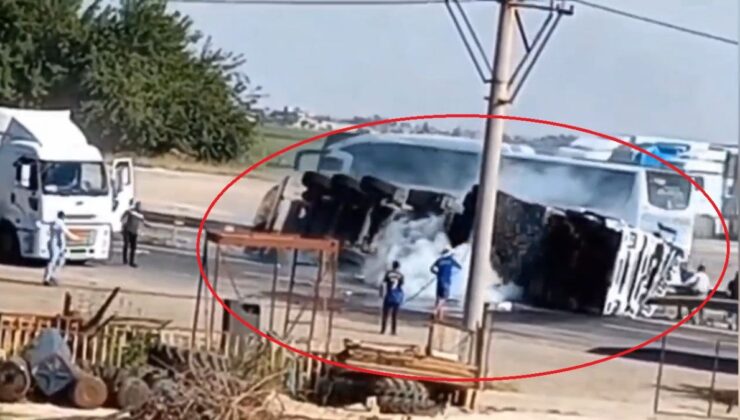 Mardin’de akaryakıt yüklü tanker devrildi; 1 meyyit, 1 yaralı