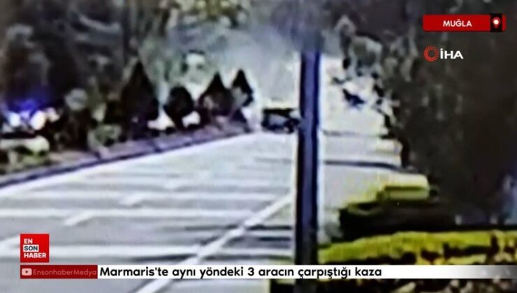 Marmaris’te aynı yöndeki 3 aracın çarpıştığı kaza