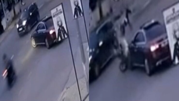 Mersin’de arabaya çarpan motosikletli takla atıp yere düştü
