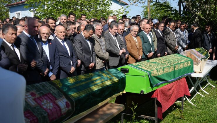 Samsun’da heyelan faciasında ölen baba ile iki çocuğu son seyahatine uğurlandı