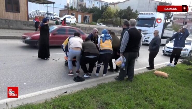 Samsun’da yaya geçidinden geçen motosiklete araba çarptı