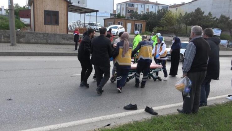 Samsun’da yaya geçidinden geçen motosiklete araba çarptı