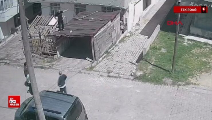 Tekirdağ’da deprem sırasında bir kişi garajın üstüne atladı