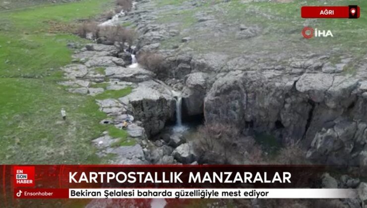 Ağrı’da Bekiran Şelalesi baharda hoşluğuyla mest ediyor