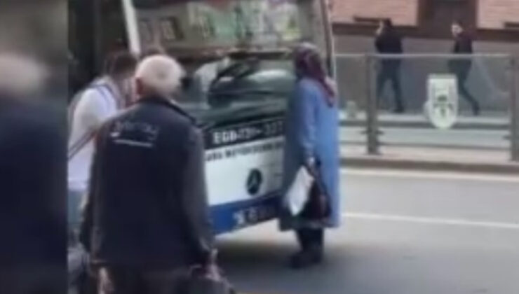 Ankara’da otobüse binmek isteyen bayan trafiği durdurdu