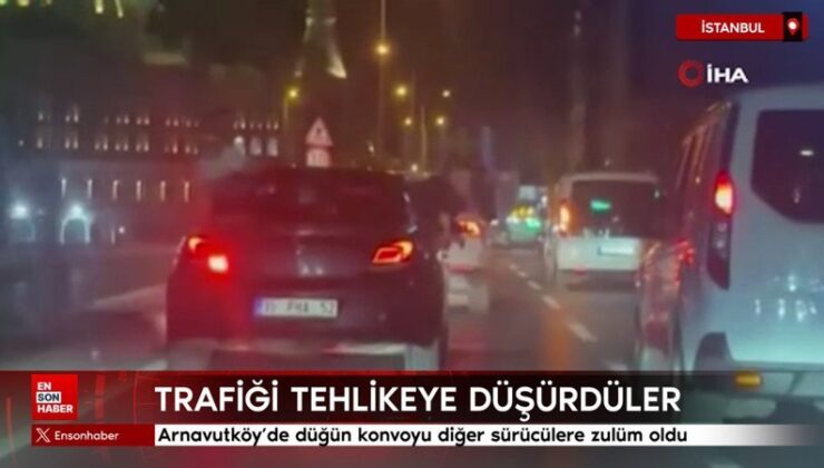 Arnavutköy’de düğün konvoyu başka şoförlere zulüm oldu