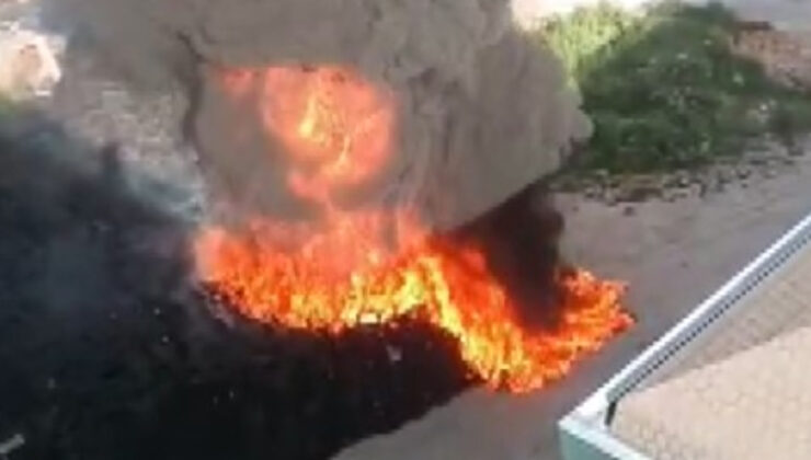 Arnavutköy’de fabrika bahçesinde yangın