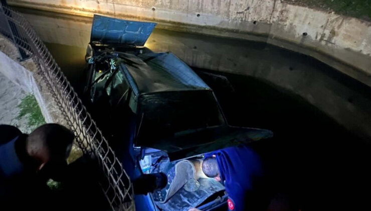 Aydın’da araba kanala uçtu
