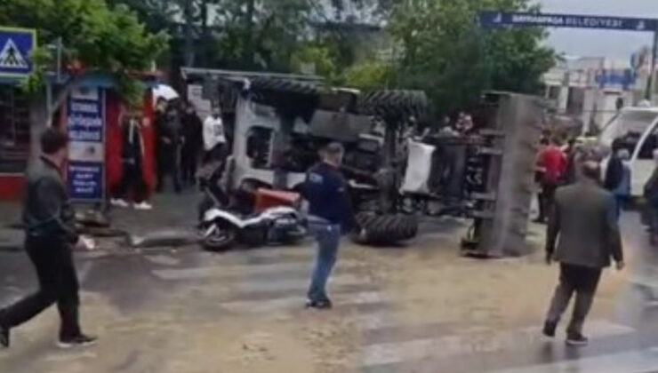 Bayrampaşa’dakontrolden çıkan iş makinesi dehşet saçtı