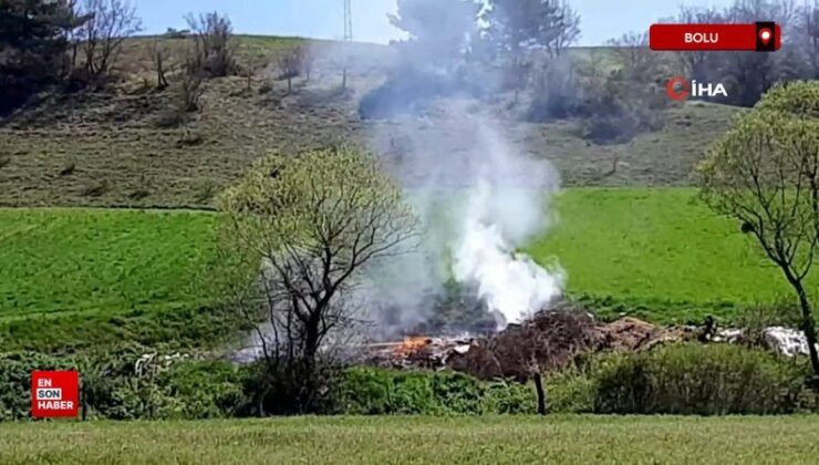 Bolu’da köy çöplüğünde yangın paniği