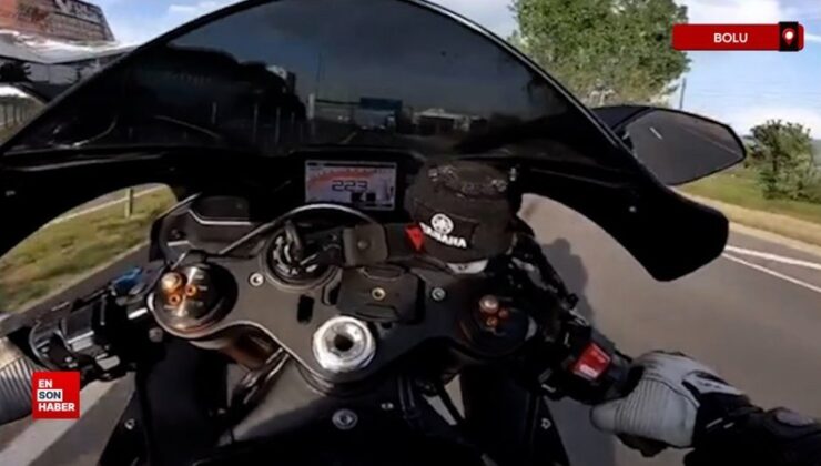 Bolu’da motosiklet şoförü 236 kilometre süratle tek teker üzerinde giti