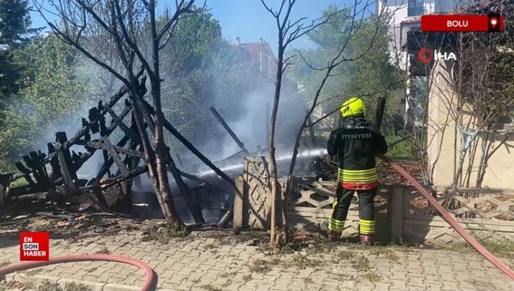 Bolu’da odunlukta çıkan yangın meskene sıçradı