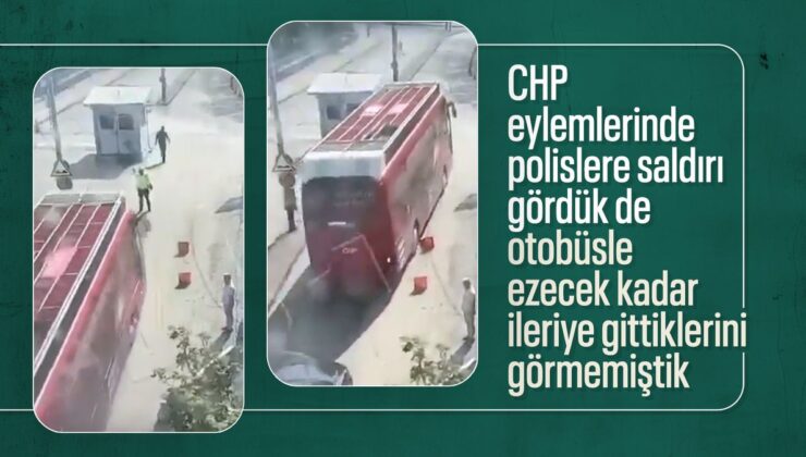 CHP’nin sürücüsünün polisin üzerine otobüs sürdüğü anlar