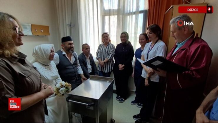 Düzce’de hastane odasında nikah kıydılar