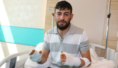 Erzurum’da hararet yapan arabasına çabukla müdahale edince hastanelik oldu