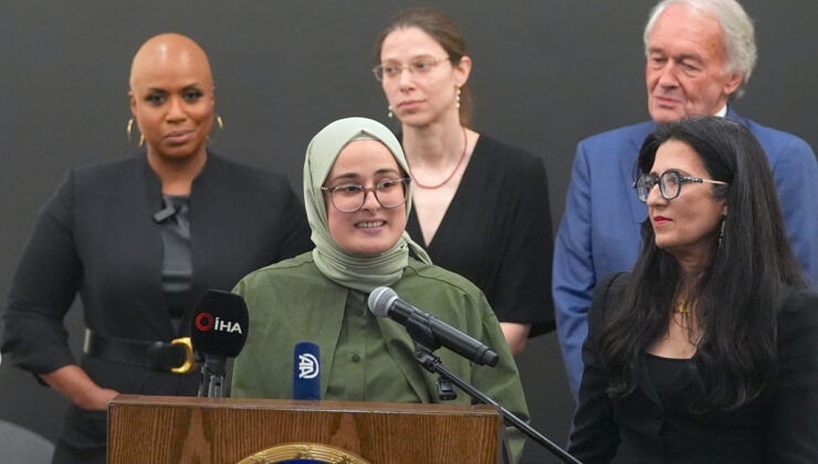 Filistin’e dayanak verdiği gerekçesiyle gözaltında tutulan Rümeysa Öztürk, özgürlüğüne kavuştu