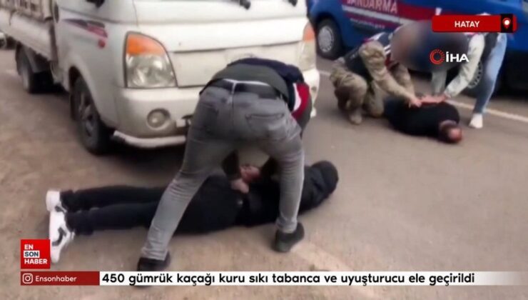 Hatay’da 450 gümrük kaçağı kuru sıkı tabanca ve uyuşturucu ele geçirildi
