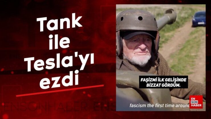 İngiltere’de 98 yaşındaki gazi, savaş tankıyla Tesla’yı ezdi