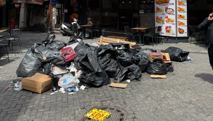 İstanbul Beşiktaş’ta caddelerde çöp dağları