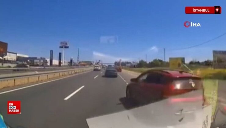 İstanbul’da D-100 Karayolu’nda makas atarak ilerledi