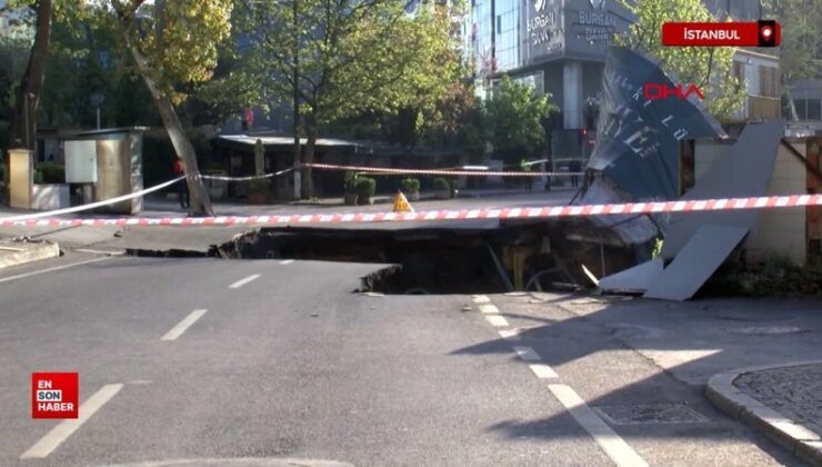 İstanbul’da yol çöktü