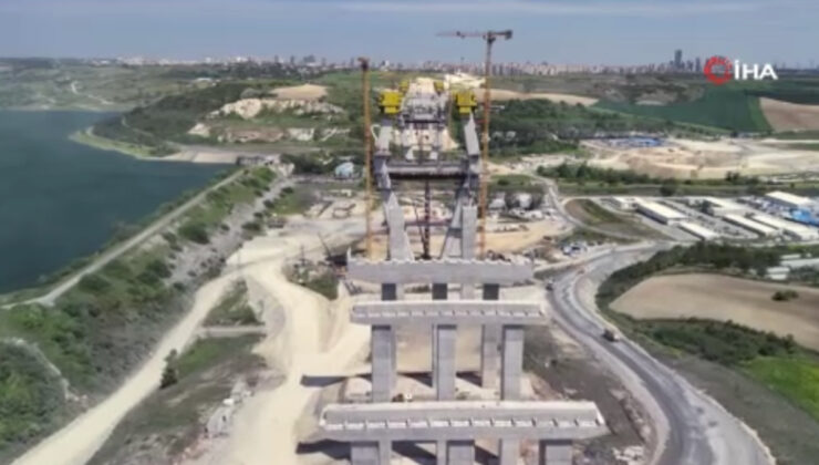 Kanal İstanbul’un birinci köprüsünün ayakları 100 metreyi aştı
