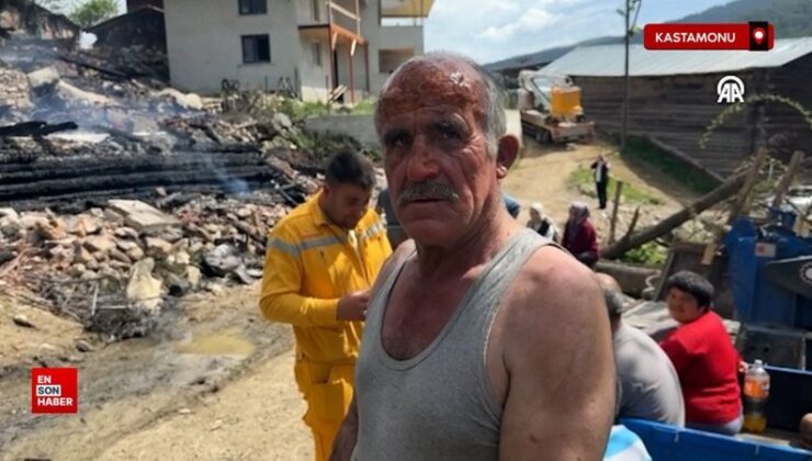 Kastamonu’da cami, konut ve ahırın kullanılamaz hale geldiği yangında 1 kişi yaralandı