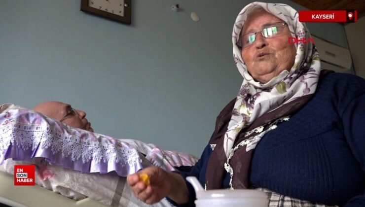 Kayseri’de 16 yıldır yatağa bağımlı oğluna bakıyor