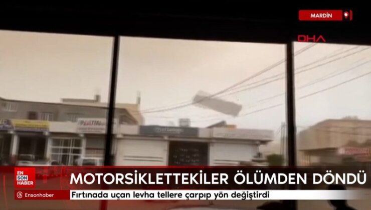 Mardin’de fırtınada uçan levha tellere çarpıp istikamet değiştirdi