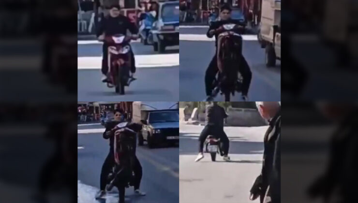 Mersin’de ön tekerini kaldırarak motosiklet süren şahsa 41 bin lira ceza kesildi