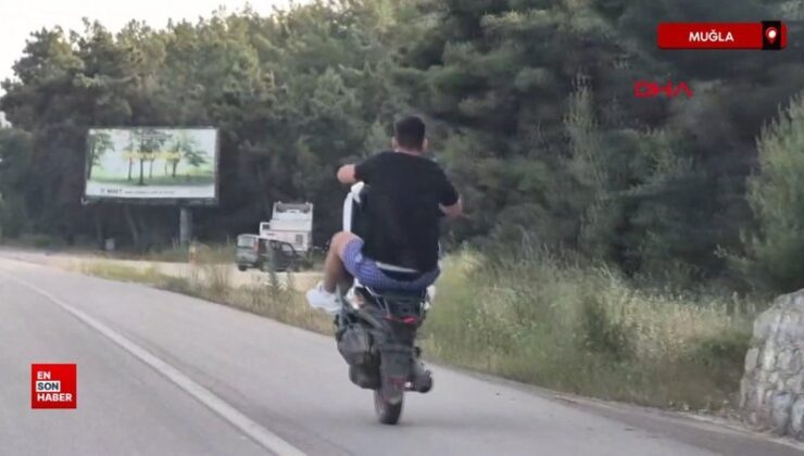 Muğla’da motosiklet şoförünün tehlikeli seyahati