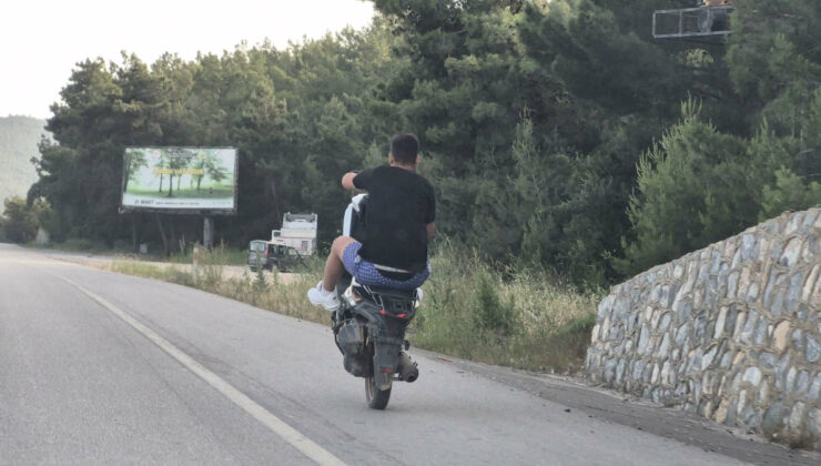 Muğla’da motosiklet şoförünün tehlikeli seyahati