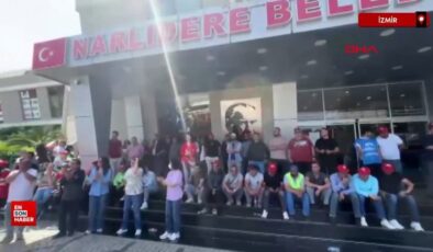 Narlıdere Belediyesi personelleri, grev başlattı