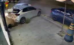 Nevşehir’de öbür bir araca çarpan araba su kanalına düştü