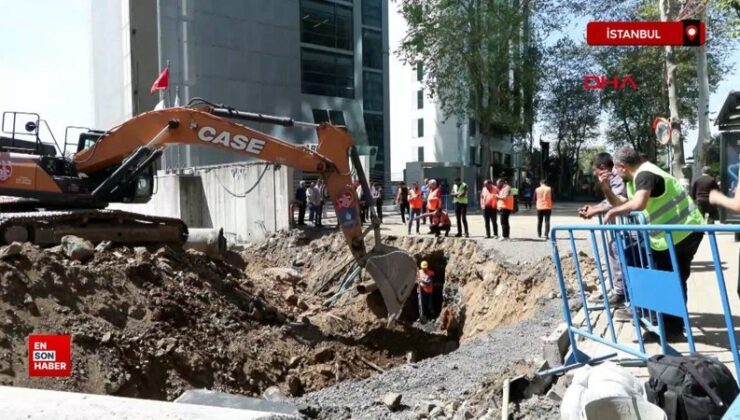 Sarıyer’de çöken yolda alt yapı çalışmaları sürüyor