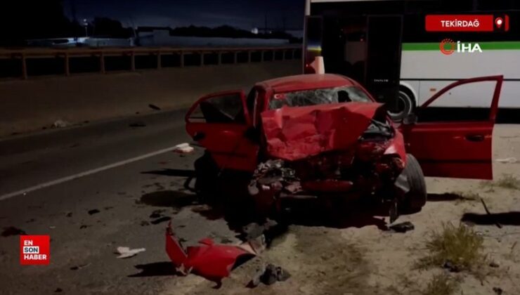 Tekirdağ’da arabayla minibüs baş başa çarpıştı