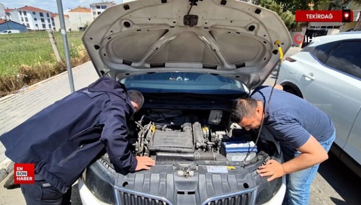 Tekirdağ’da araçta mahsur kalan kedi 2 saatlik operasyonla kurtarıldı