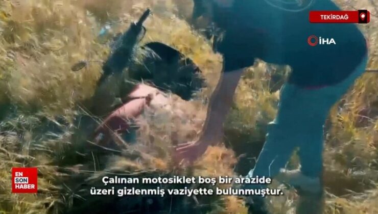 Tekirdağ’da çaldıkları motosikleti otlarla kapatıp sakladılar