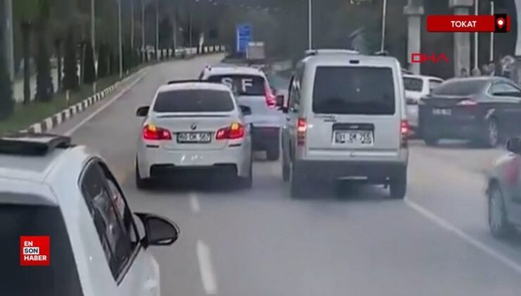 Tokat’ta düğün konvoyunda tehlikeli inatlaşma