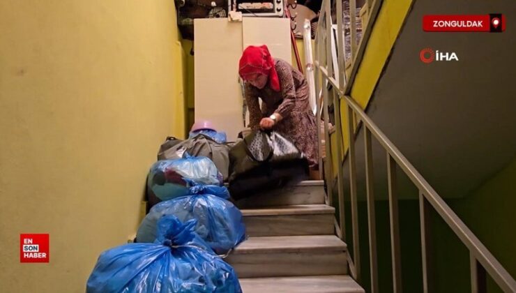 Zonguldak’ta boşanma davasının akabinde konuttan tahliye edilen bayan çatıya sığındı