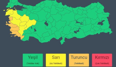 3 vilayette ‘turuncu’, 7 vilayette ‘sarı’ kodlu fırtına uyarısı