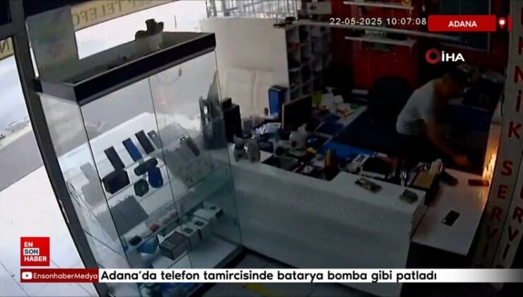 Adana’da telefon tamircisinde batarya bomba üzere patladı