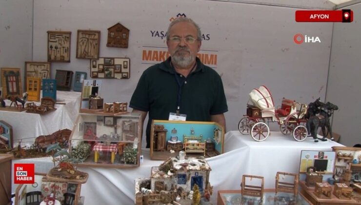 Afyon’da emekli memur, beğendiği her nesnenin minyatürünü yapıyor